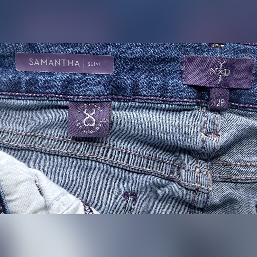 NYDJ Samantha Slim Jeans 12 Petite Quinn Wash Comfort Stretch Lift Tuck - Picture 3 of 15